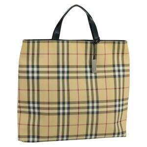 Burberry Nova Check Tote Bag Pvc Leather Beige Black